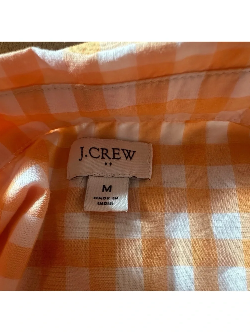 J. Crew Women’s Cotton Orange and White Gingham Button-Down Shirt